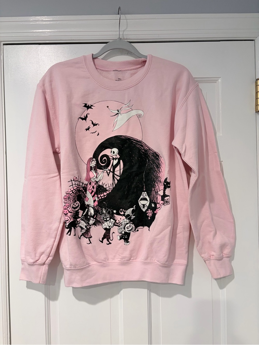 Disney The Nightmare Before Christmas Pink Fleece Crewneck Sweatshirt Small